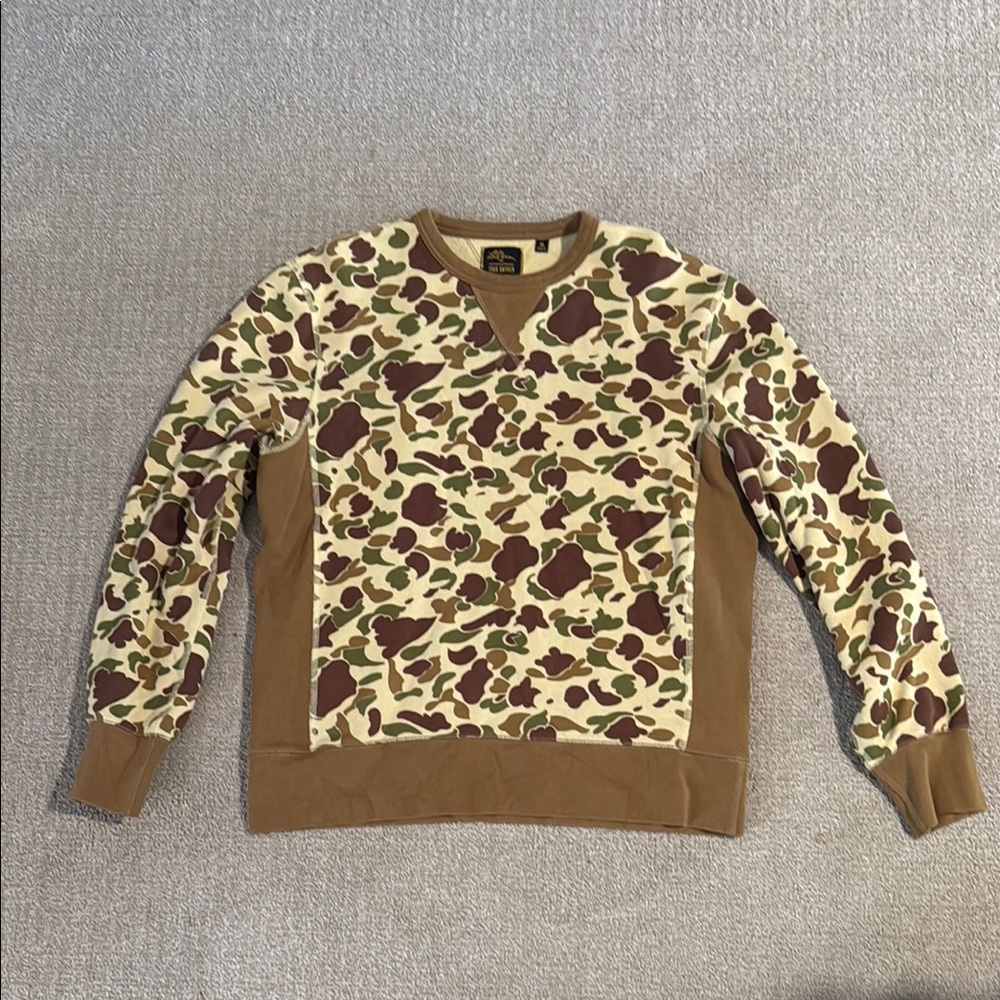 L.L. Bean Todd Snyder Brown and Tan Camo Crewneck Sweater